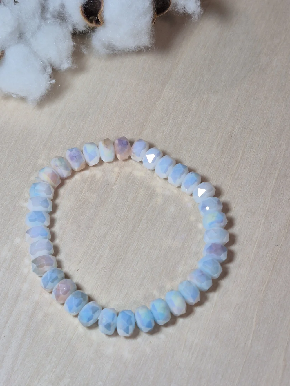 🩷💜NEW🩷💜 PRETTY!! Faceted MOSS AGATE With MOONSTONE Mix Stretch Bracelet